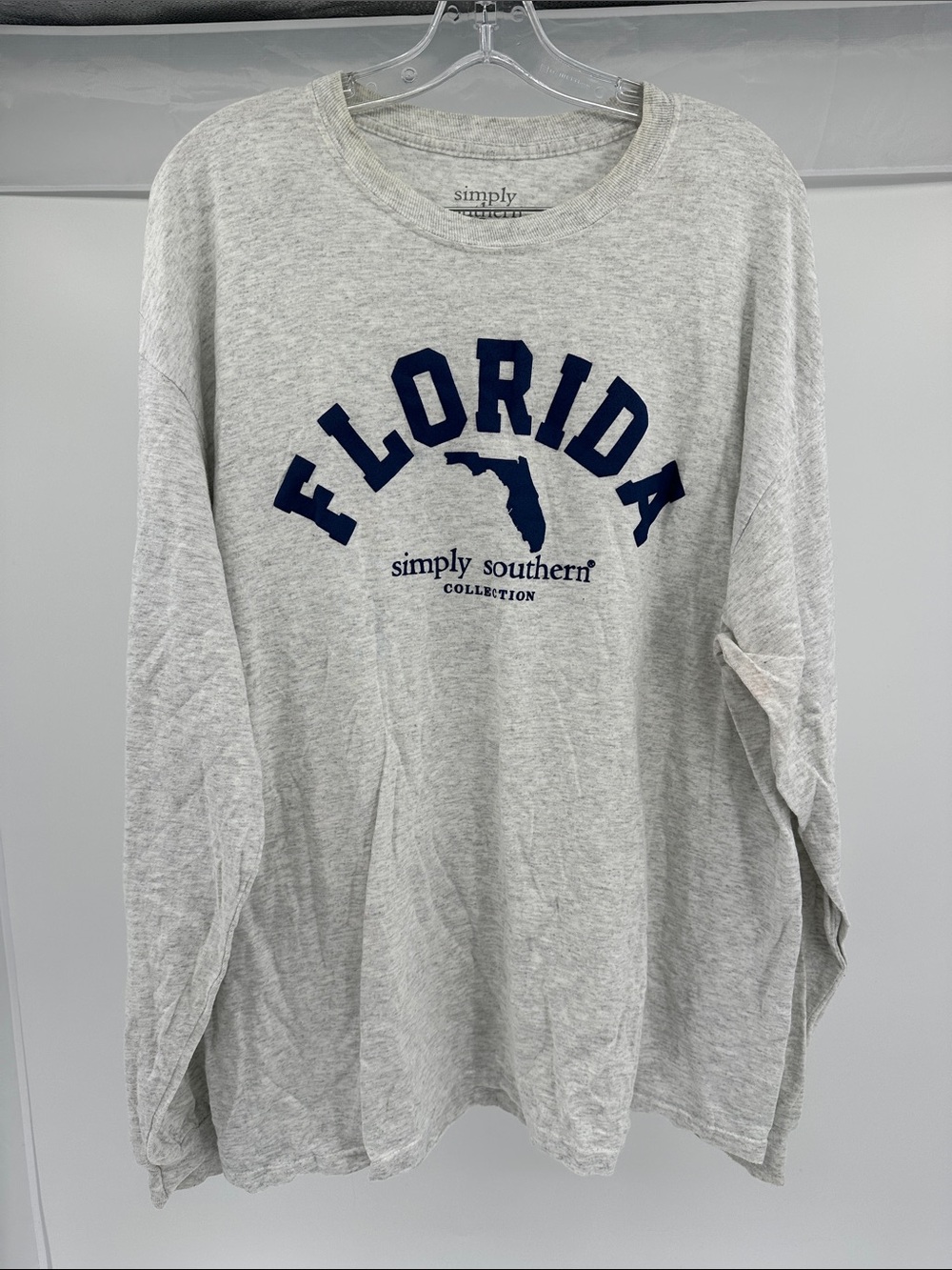 Simply Southern Light Gray Long-Sleeve Tee with Navy Florida Graphic